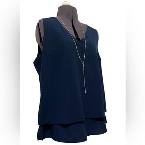 Banana Republic Blue Tiered V-Neck Sleeveless Blouse Size M